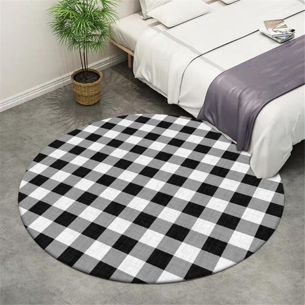 carpets nordic geometric round floor carpet black white plaid living room decoration simple bedside computer chair mat
carpets nordic geometric round floor carpet black white plaid living room decoration simple bedside computer chair mat