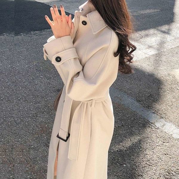 women's wool & blends autumn female fashion korean version of the harajuku medium-length jacket with waist woolen dp6n, Black
women's wool & blends autumn female fashion korean version of the harajuku medium-length jacket with waist woolen dp6n, Black
