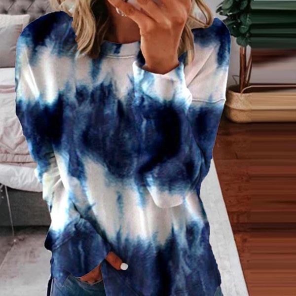 women's blouses & shirts tie-dyed pring blouse long sleeves o-neck bicolor print pullover loose ladies casual streetwear, White
women's blouses & shirts tie-dyed pring blouse long sleeves o-neck bicolor print pullover loose ladies casual streetwear, White