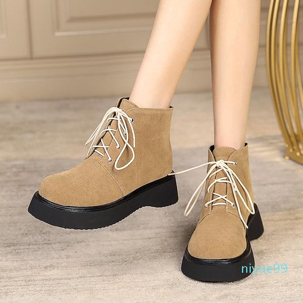 2021 designer boots frosted all-match retro thick-soled women's snow flock lace-up waterproof platform ankle muffin bottom, Black
2021 designer boots frosted all-match retro thick-soled women's snow flock lace-up waterproof platform ankle muffin bottom, Black
