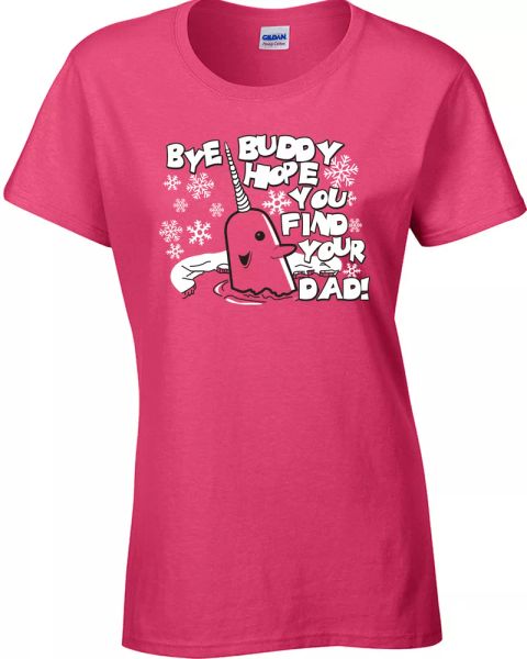 bye buddy hope you find your dad elf will ferrell 2 colors ladies tee shirt 485, White;black
bye buddy hope you find your dad elf will ferrell 2 colors ladies tee shirt 485, White;black