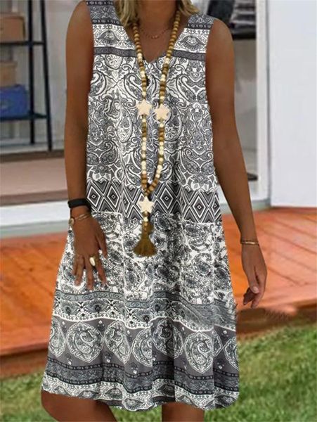 large size women's dresses print sleeveless v-neck boho clothes sundress women summer casual loose dress plus, Black;gray
large size women's dresses print sleeveless v-neck boho clothes sundress women summer casual loose dress plus, Black;gray
