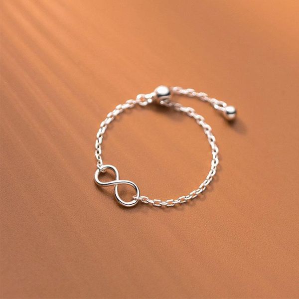 authentic 925 sterling silver chain infinity finger rings women jewelry adjustable beads fashion minimalist accessories female cluster, Golden;silver 
authentic 925 sterling silver chain infinity finger rings women jewelry adjustable beads fashion minimalist accessories female cluster, Golden;silver