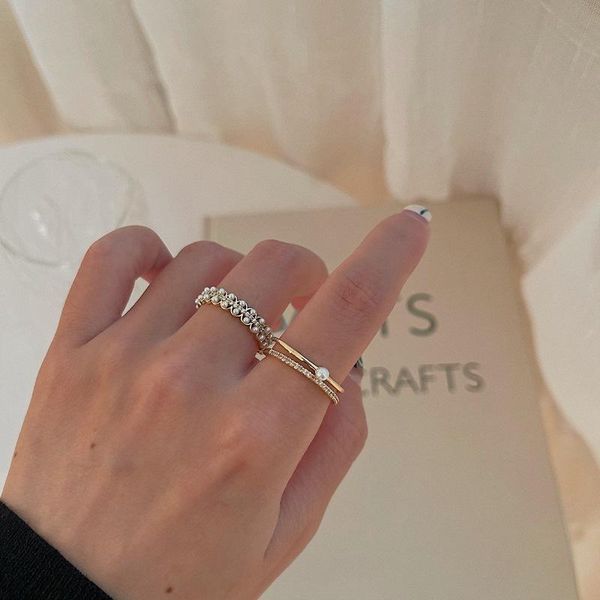 cluster rings 2021 french elegant pearl zircon gold ring korean women luxury wedding party opening versatile student joint, Golden;silver
cluster rings 2021 french elegant pearl zircon gold ring korean women luxury wedding party opening versatile student joint, Golden;silver
