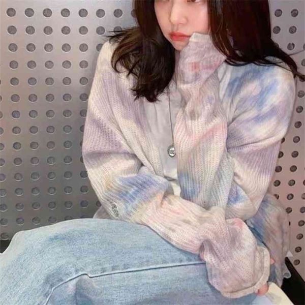 style rendering color tie-die v neck cardigans women sweater retro single-breasted buttons long sleeve knitting 210519, White
style rendering color tie-die v neck cardigans women sweater retro single-breasted buttons long sleeve knitting 210519, White