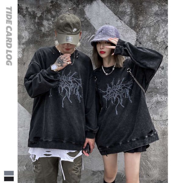 Autumn winter new leisure printing art splashing maogao Street sweater loose couple men's and women's top bottoming, Black
Autumn winter new leisure printing art splashing maogao Street sweater loose couple men's and women's top bottoming, Black