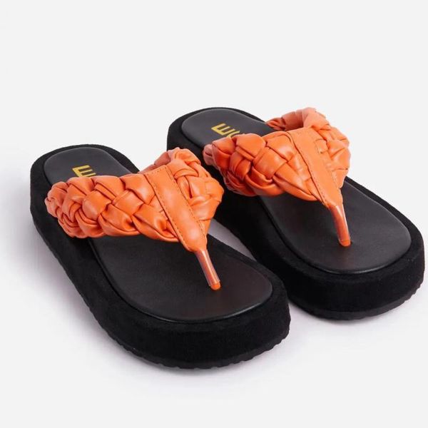 woman flip flop pleated slippers solid platform shoes female weave pu leather footwear ladies summer beach plus size, Black
woman flip flop pleated slippers solid platform shoes female weave pu leather footwear ladies summer beach plus size, Black