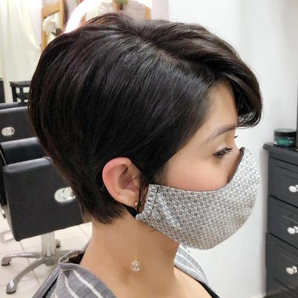 human hair blend wig short natural straight pixie cut side part layered haircut black full machine none lace front wigs, Black;brown
human hair blend wig short natural straight pixie cut side part layered haircut black full machine none lace front wigs, Black;brown