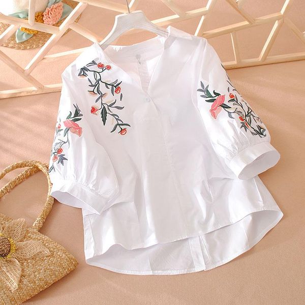 women's blouses & shirts vanovich shirt 2021 v-neck summer three-quarter sleeves fashion casual ladies embroidery sweet women clothing, White
women's blouses & shirts vanovich shirt 2021 v-neck summer three-quarter sleeves fashion casual ladies embroidery sweet women clothing, White