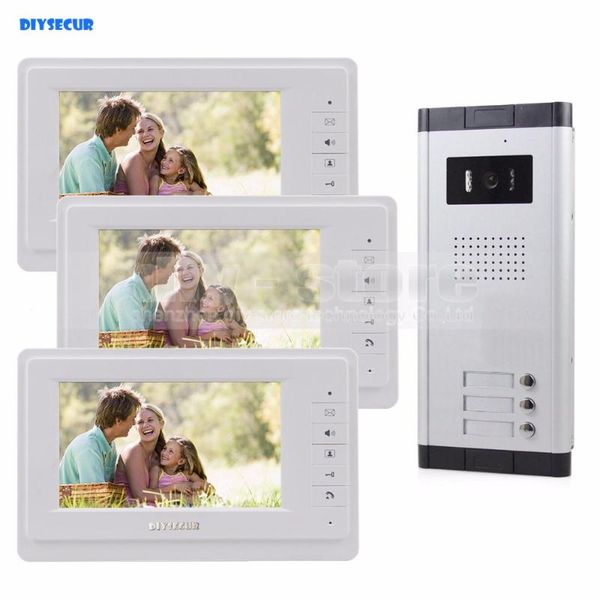 7" wired apartment video door phone audio visual intercom entry system ir camera for 3 families phones
7" wired apartment video door phone audio visual intercom entry system ir camera for 3 families phones