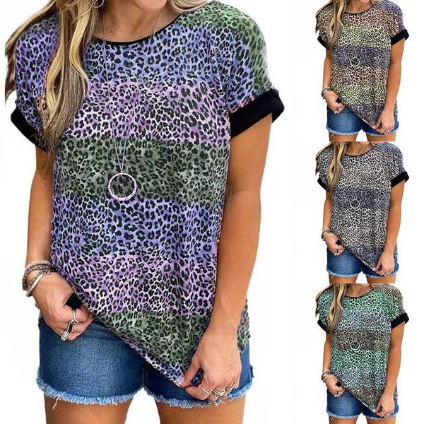 women's t-shirt color leopard female fashion striped women oversized t-shirts with short sleeve summer casual o-neck loose tees, White
women's t-shirt color leopard female fashion striped women oversized t-shirts with short sleeve summer casual o-neck loose tees, White