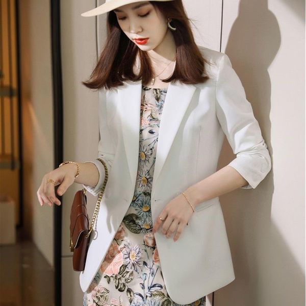 women's suits & blazers fashion elegant white blazer female 2021 autumn winter long sleeve simple single button solid color casual suit, White;black
women's suits & blazers fashion elegant white blazer female 2021 autumn winter long sleeve simple single button solid color casual suit, White;black