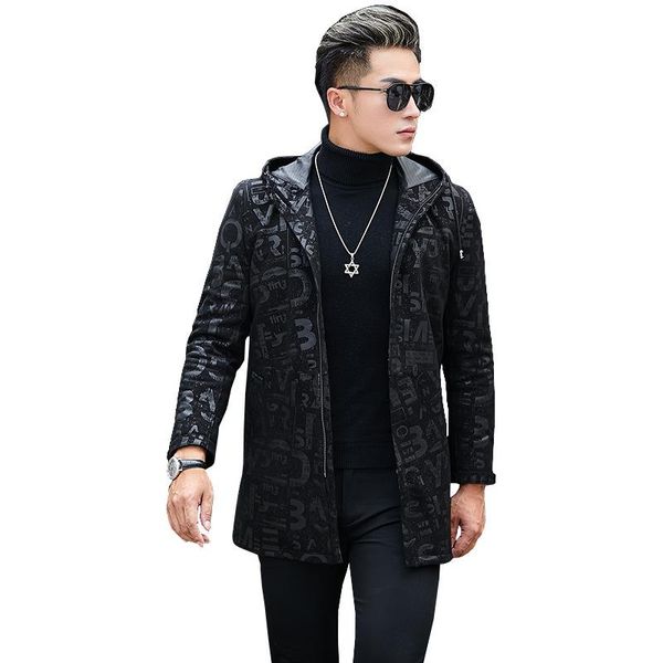 men's leather & faux hooded jacket 2021 spring autumn fashion sheepskin long coat casual slim clothing plus size outerwear, Black
men's leather & faux hooded jacket 2021 spring autumn fashion sheepskin long coat casual slim clothing plus size outerwear, Black