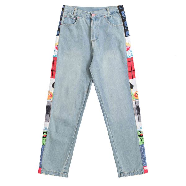 men's jeans ins female jeans, vintage women's clothing, long length, with side print, sesame street pattern, ladies'jeans, to, Blue
men's jeans ins female jeans, vintage women's clothing, long length, with side print, sesame street pattern, ladies'jeans, to, Blue
