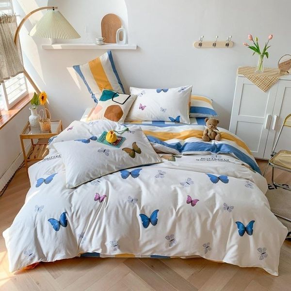 bedding sets 3-piece printed set household soft duvet cover pillowcase quilt single double king size bed