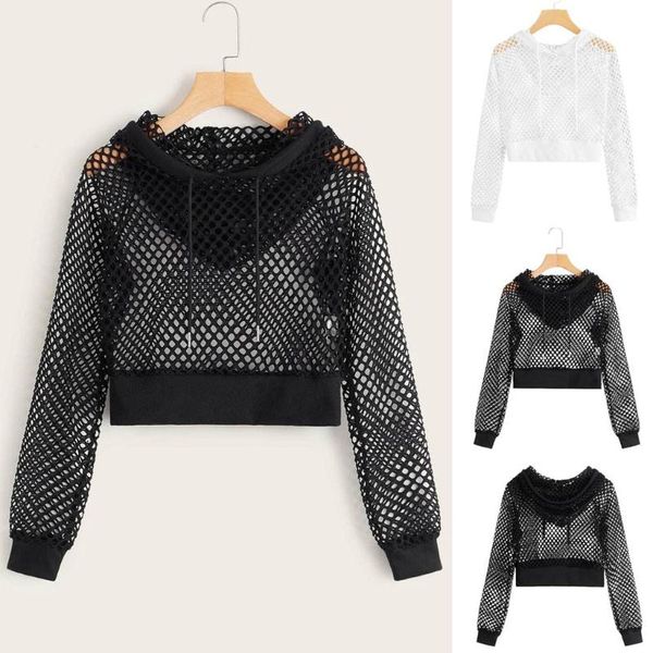 women's hoodies & sweatshirts jaycosin casual hooded women solid cutout mesh insert cropped hoodie sweatshirt hollow out long sleeve cr, Black
women's hoodies & sweatshirts jaycosin casual hooded women solid cutout mesh insert cropped hoodie sweatshirt hollow out long sleeve cr, Black