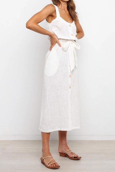 casual dresses women summer dress single-breasted high split design belt pockets decor sling sleeveless mid waist solid slim thin, Black;gray
casual dresses women summer dress single-breasted high split design belt pockets decor sling sleeveless mid waist solid slim thin, Black;gray