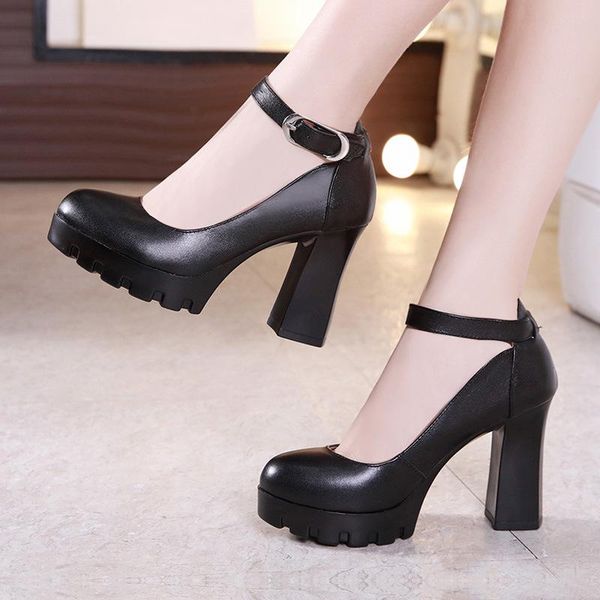 dress shoes ankle buckle shallow block heels platform women pumps 2021 autumn high heel elegant leather office work shoe, Black
dress shoes ankle buckle shallow block heels platform women pumps 2021 autumn high heel elegant leather office work shoe, Black