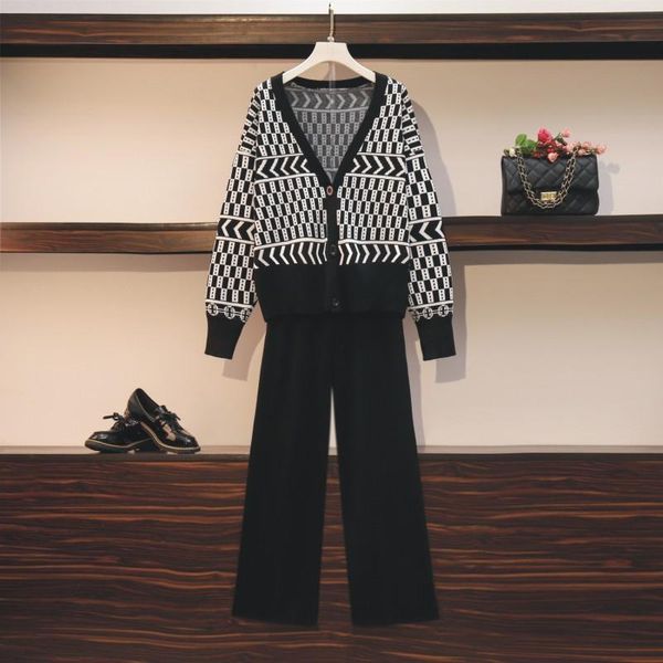 women's two piece pants 2021 autumn winter knitted 2 set women plaid cardigan sweater + pant suits fashion casual tracksuit sets, White
women's two piece pants 2021 autumn winter knitted 2 set women plaid cardigan sweater + pant suits fashion casual tracksuit sets, White
