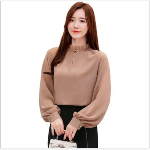 2021elegant women chiffon blouse spring stand-collar shirt long sleeve loose femme solid color office lady m394 women's blouses & shir, White 
2021elegant women chiffon blouse spring stand-collar shirt long sleeve loose femme solid color office lady m394 women's blouses & shir, White