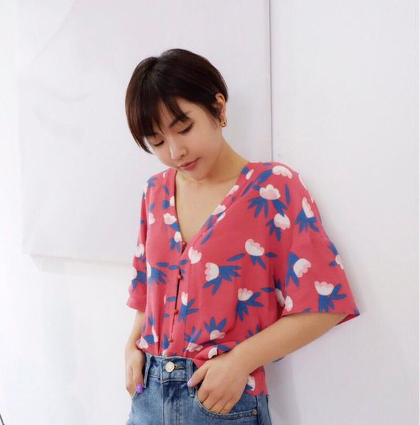 women's blouses & shirts women shirt spring/summer leaf flower print v-neck short sleeve top, White
women's blouses & shirts women shirt spring/summer leaf flower print v-neck short sleeve top, White