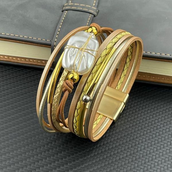 charm bracelets multilayer genuine leather for women 2021 fashion boho large pearl metal beads chain wrap bracelet femme jewelry, Golden;silver
charm bracelets multilayer genuine leather for women 2021 fashion boho large pearl metal beads chain wrap bracelet femme jewelry, Golden;silver