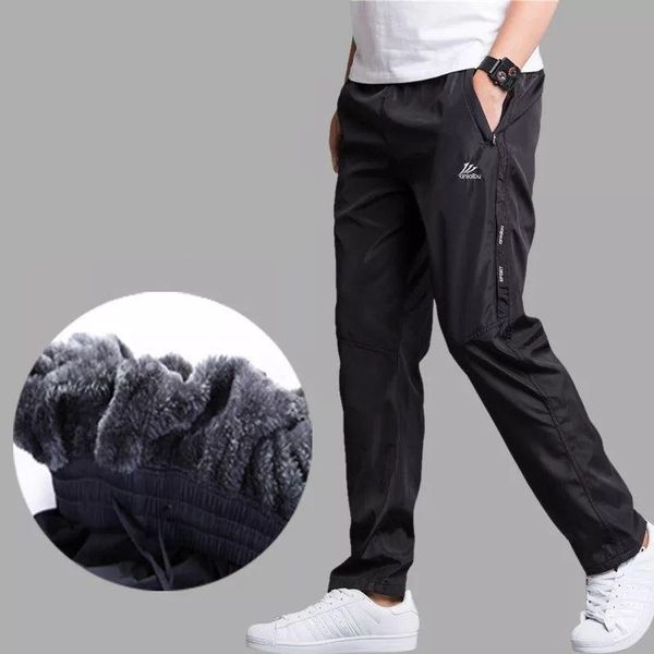 men's winter warm pants fleece thick trousers outdoors thermal waterproof zippers fitted sweatpants joggers men, Black
men's winter warm pants fleece thick trousers outdoors thermal waterproof zippers fitted sweatpants joggers men, Black