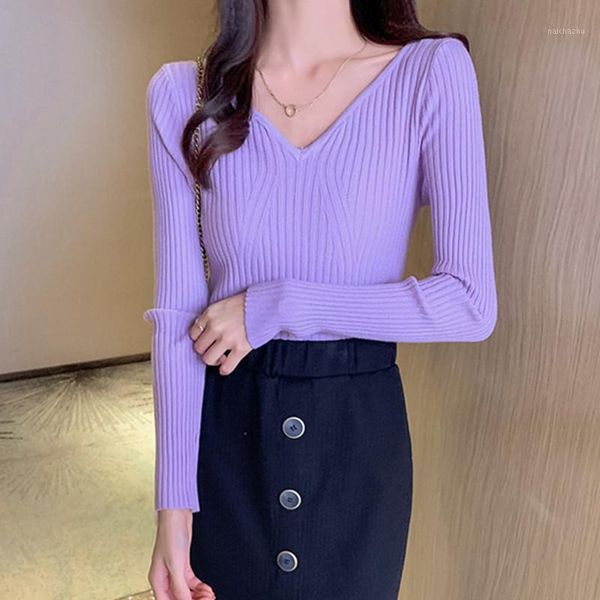 women's sweaters v-neck sweater women knitted autumn winter pullover long sleeve solid color chic slim pull femme jumper soft purple, White;black
women's sweaters v-neck sweater women knitted autumn winter pullover long sleeve solid color chic slim pull femme jumper soft purple, White;black