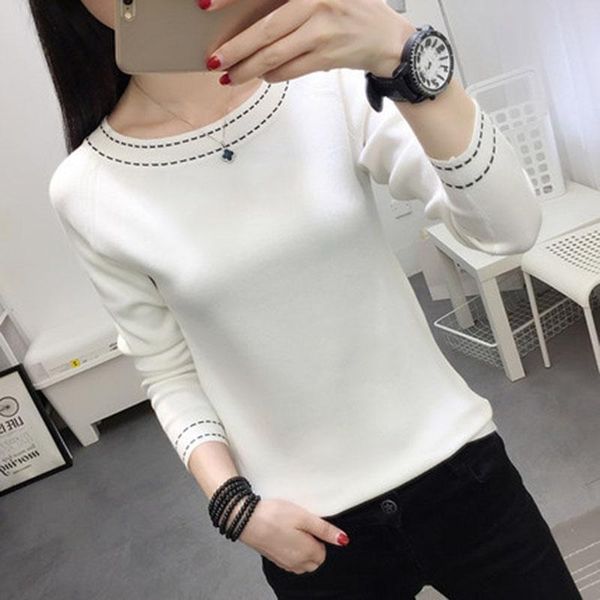 women's sweaters 2021 spring and autumn round neck pullover sweater female loose korean version of the wild long-sleeved, White;black
women's sweaters 2021 spring and autumn round neck pullover sweater female loose korean version of the wild long-sleeved, White;black