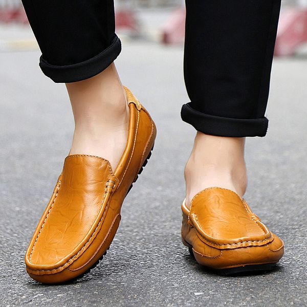 split leather men casual shoes luxury brand mens loafers moccasins breathable boat shoes, Black
split leather men casual shoes luxury brand mens loafers moccasins breathable boat shoes, Black