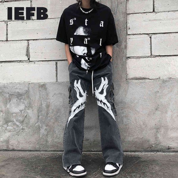 iefb high street men's clothes embroidered workwear jeans fashion loose hip hop elastic waist denim pants male 9y5533 210524, Blue
iefb high street men's clothes embroidered workwear jeans fashion loose hip hop elastic waist denim pants male 9y5533 210524, Blue