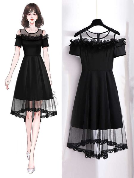 women fashion summer black mesh dress round neck off shoulder elegant temperament lady girl hugging waist slim-fit nymph 210528, Black;gray
women fashion summer black mesh dress round neck off shoulder elegant temperament lady girl hugging waist slim-fit nymph 210528, Black;gray