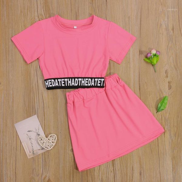 clothing sets summer 2 pieces kids casual suit set girls letter print o-neck short sleeve crop + solid color skirt pink/black, White
clothing sets summer 2 pieces kids casual suit set girls letter print o-neck short sleeve crop + solid color skirt pink/black, White