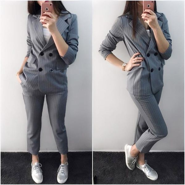 women's suits & blazers work fashion pant 2 piece set for women double breasted striped blazer jacket trouser office lady suit feminino, White;black
women's suits & blazers work fashion pant 2 piece set for women double breasted striped blazer jacket trouser office lady suit feminino, White;black