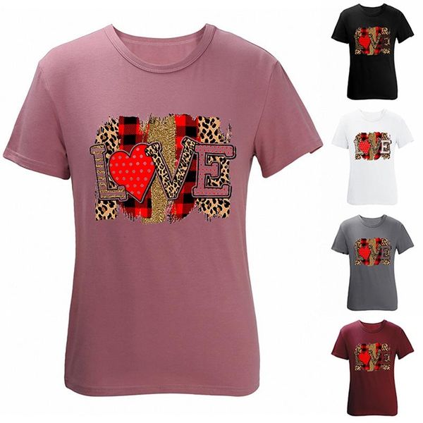 women's fashion casual leopard print valentine's day letter short sleeve t-shirt top, White
women's fashion casual leopard print valentine's day letter short sleeve t-shirt top, White