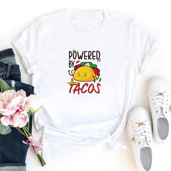 women's t-shirt powered by tacos t shirt women cute cartoon corn pattern graphic tee cotton tshirt kawaii clothes femme t-shirts, White
women's t-shirt powered by tacos t shirt women cute cartoon corn pattern graphic tee cotton tshirt kawaii clothes femme t-shirts, White