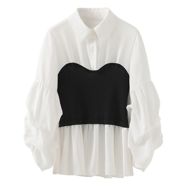 lantern sleeve elegant shirt women button casual vintage blouse turn down collar office ladies patchwork knitted female 210515, White
lantern sleeve elegant shirt women button casual vintage blouse turn down collar office ladies patchwork knitted female 210515, White