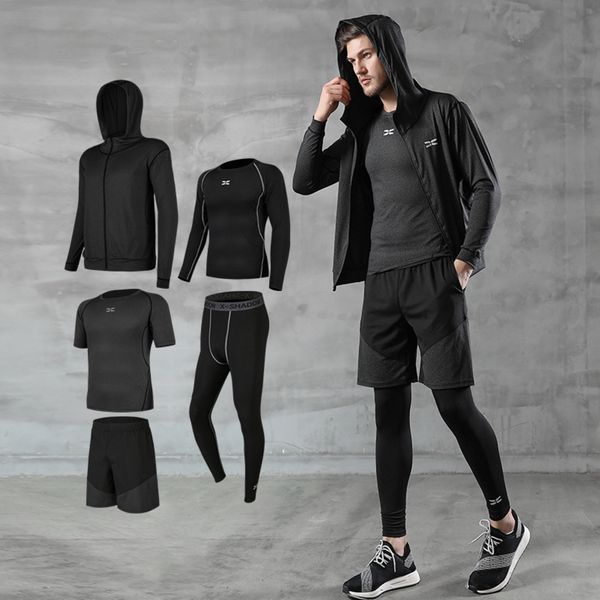 black sports men's running fitns suit five piece short sve coat quick drying t-shirt sportswear large, Gray
black sports men's running fitns suit five piece short sve coat quick drying t-shirt sportswear large, Gray