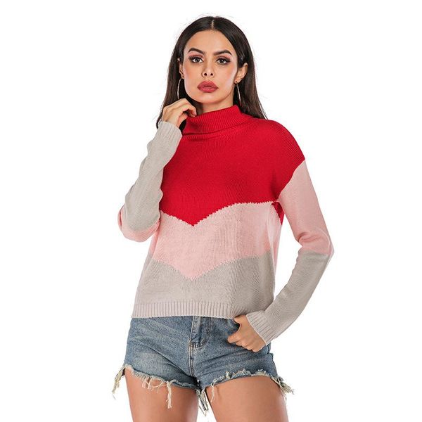 women's sweaters 2021 spring autumn knitted turtleneck sweater ladies contrast patchwork loose pullovers casual long sleeve pullover, White;black
women's sweaters 2021 spring autumn knitted turtleneck sweater ladies contrast patchwork loose pullovers casual long sleeve pullover, White;black