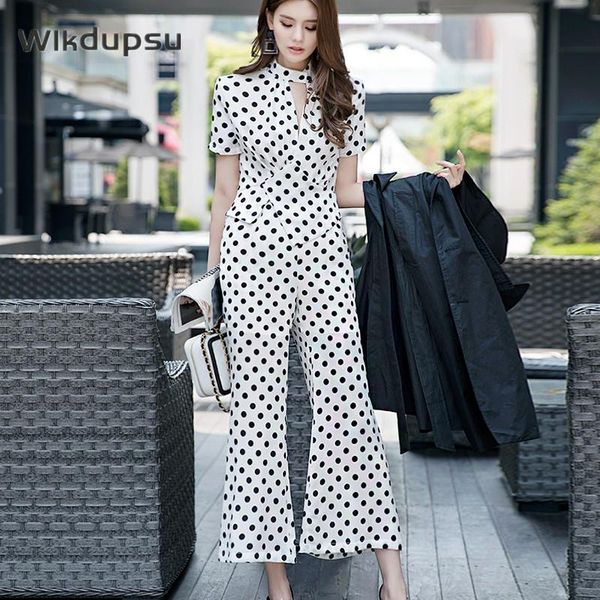 women's two piece pants suits women business casual outfits formal office lady polka dot print blouse shirt wide leg set, White
women's two piece pants suits women business casual outfits formal office lady polka dot print blouse shirt wide leg set, White