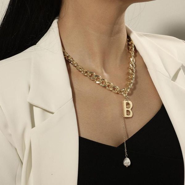 fashion letter b design necklace simple thick chain pearl tassel pendant clavicle sweater for women jewelry party chokers, Golden;silver
fashion letter b design necklace simple thick chain pearl tassel pendant clavicle sweater for women jewelry party chokers, Golden;silver
