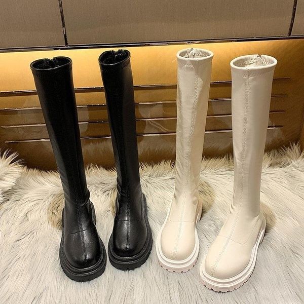 boots women's slim knight in autumn and winter 2021, Black