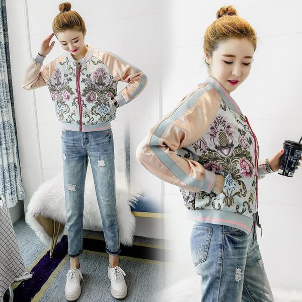 women's jackets sweet flowers embroidered female jacket pilot baseball uniform suit spring autumn zipper cardigan coat high waist loose, Black;brown
women's jackets sweet flowers embroidered female jacket pilot baseball uniform suit spring autumn zipper cardigan coat high waist loose, Black;brown