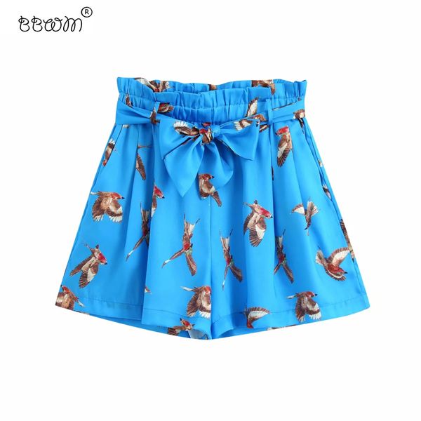 women vintage chic birds printed bow sashes shorts fashion female side pockets short pants casual pantalones mujer 210520, White;black
women vintage chic birds printed bow sashes shorts fashion female side pockets short pants casual pantalones mujer 210520, White;black