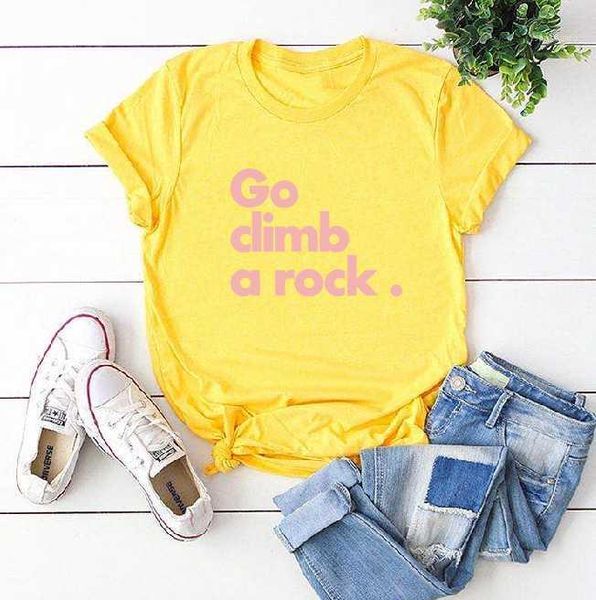 women's t-shirt go climb a rock. the letter style women tshirt european and american fashion cotton material size is complete, White
women's t-shirt go climb a rock. the letter style women tshirt european and american fashion cotton material size is complete, White