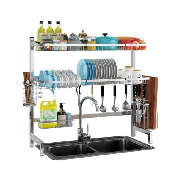 3tier stainless steel kitchen shelf organizer dishes drying rack over sink drain storage counterutensils holder & organization
3tier stainless steel kitchen shelf organizer dishes drying rack over sink drain storage counterutensils holder & organization