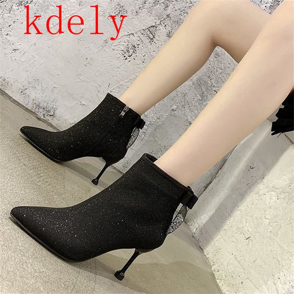 boots 9 cm super high heel sequin ankle women plush pointed toe lining stiletto short us4w, Black
boots 9 cm super high heel sequin ankle women plush pointed toe lining stiletto short us4w, Black