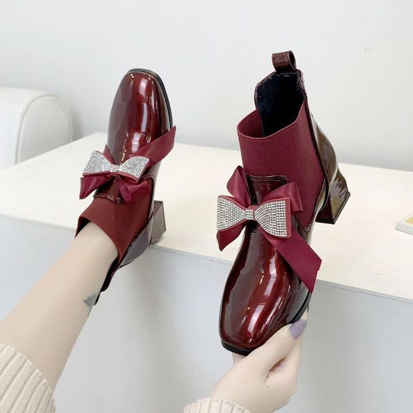 boots fashion rhinestone bowknot short women high heels patent leather elastic ankle winter shoes woman, Black
boots fashion rhinestone bowknot short women high heels patent leather elastic ankle winter shoes woman, Black