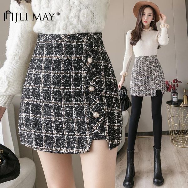 women plaid skirts knitting autumn winter patchwork button a-line high waist slim split sweet pencil skirt, Black
women plaid skirts knitting autumn winter patchwork button a-line high waist slim split sweet pencil skirt, Black