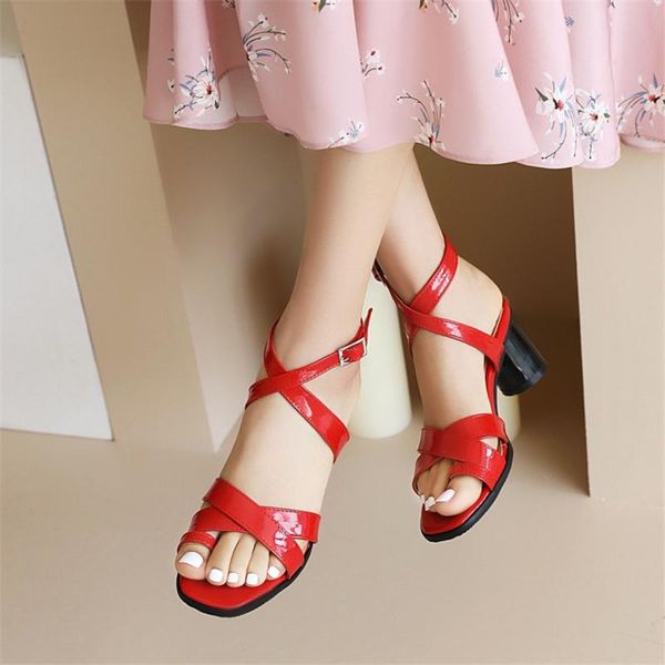 sandals pxelena rome cross tied toe ring women patent leather round high heels party date daily shoes red pink black white 34-43
sandals pxelena rome cross tied toe ring women patent leather round high heels party date daily shoes red pink black white 34-43